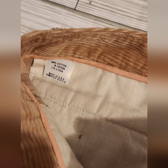 Theory Corduroy Wide Legs Cropped Tan Pants Size 6 - Picture 5 of 11